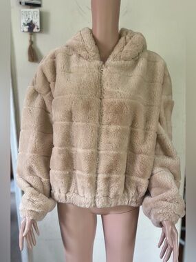 Stella Tweed Tan Faux Fur Jacket